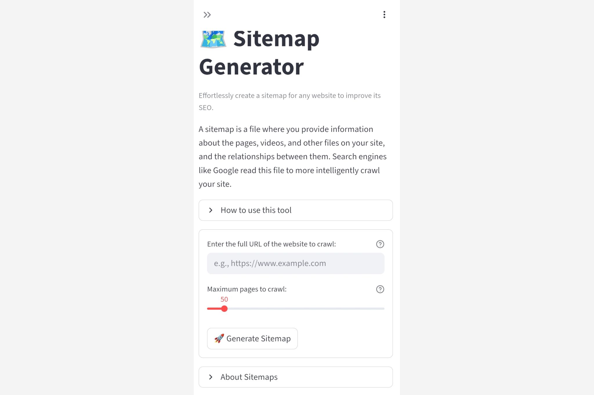 SiteMap Wizard Interface
